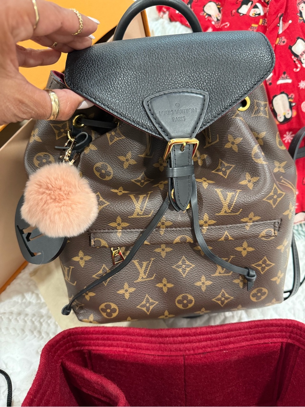 Louis Vuitton Montsouris Monogram Canvas Backpack with Black Trim
